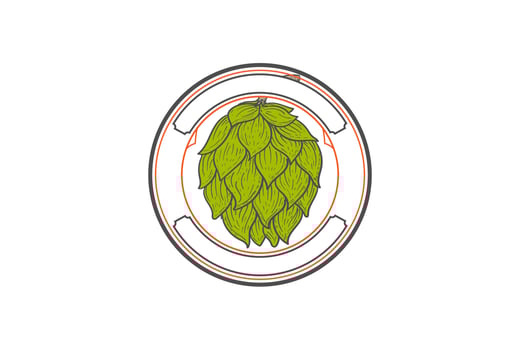 Vintage Retro Circle Circular Round Hop Flower for Craft Beer Brewing Brewery Badge Emblem Label Logo Design Vector
