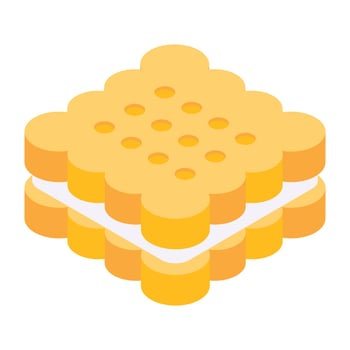 Modern isometric icon of cream cookies vector