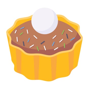 An icon of cupcake isometric vector