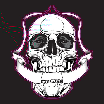 Skull with ribbon vector