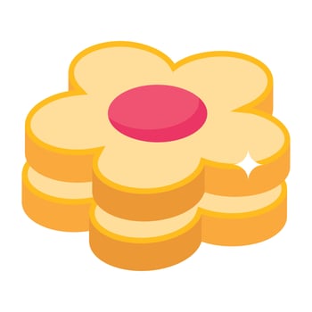 An icon of flower cookies isometric design vector