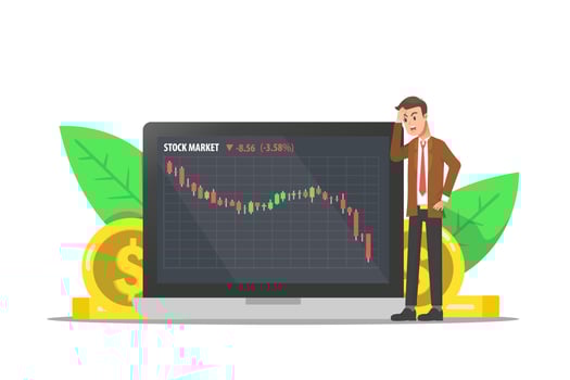 An investor stressed out by the plunge in stock prices vector