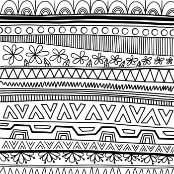 Hand Drawn Doodle Style Tribal Pattern vector