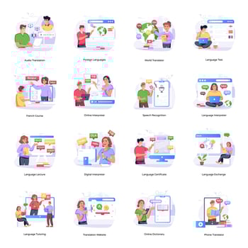 Character Based Linguistics Flat Illustrations vector