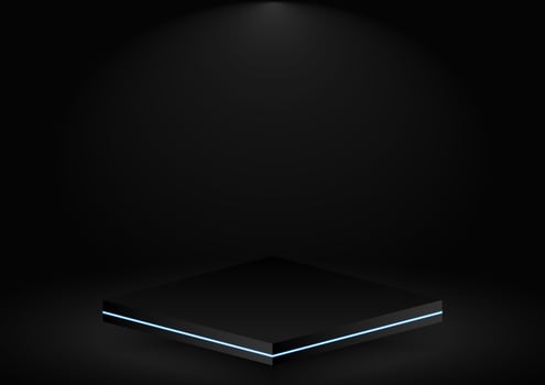 podium blue neon pedestal scene for product display vector