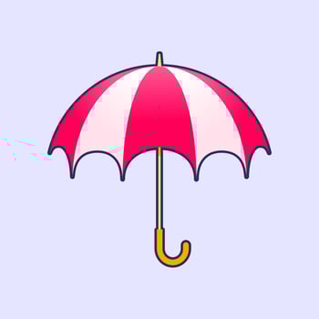 Umbrella Colorful Icon Vector Illustration with Outline for Graphic Element