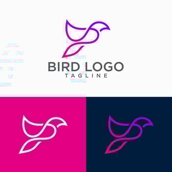 Bird Logo Abstract Line art Outline Design Vector Template