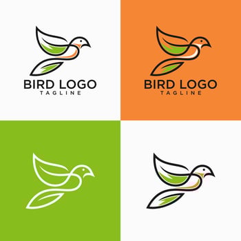 Bird Logo Abstract Line art Outline Design Vector Template