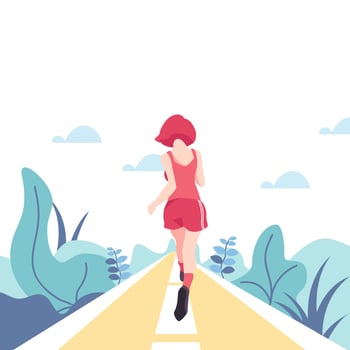 Flat Style Sports Girl Running and Training Illustration vector