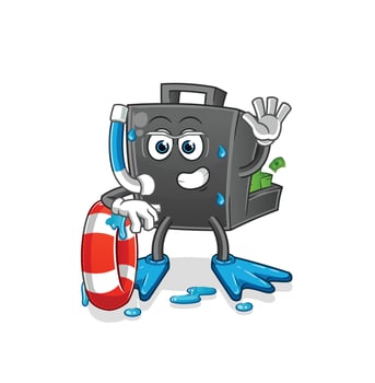 money briefcase  cartoon mascot vector illustration. cartoon vector
