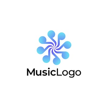 music gradient colorful logo design template. eight music note logo vector