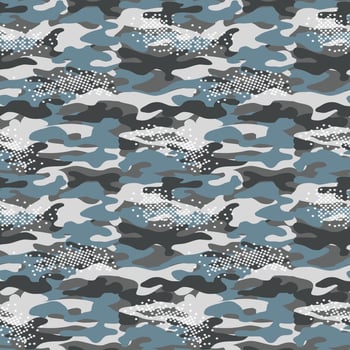 Grey Blue camouflage seamless repeat pattern vector
