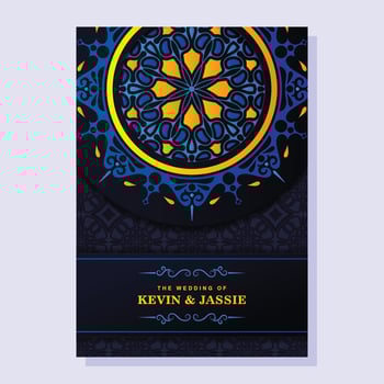 Elegant mandala wedding invitation card template design vector