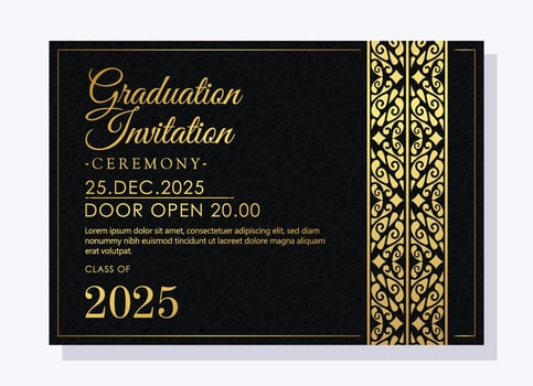 Elegant graduation invitation template with ornament vector