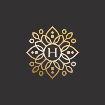 Abstract elegant leaf flower logo icon vector design. Universal creative premium symbol. Graceful jewel boutique vector sign.