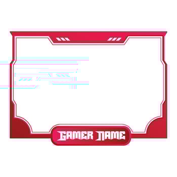 Red and white-colored frame overlay for live gaming streamers. Live Streamer overlay vector illustration with red and white color. Digital stylish Gaming overlay.