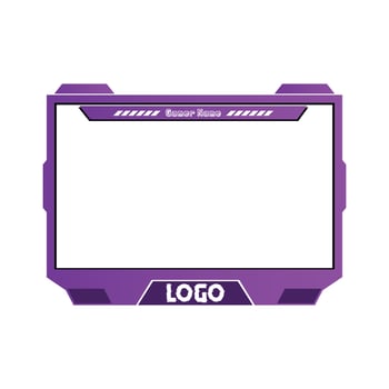 Stylish purple and black gradient color gaming frame overlay for live streamers. Live Streamer overlay vector with purple and black color. Digital stylish Gaming overlay.