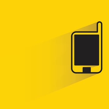mobile phone with shadow on yellow background vector illustration