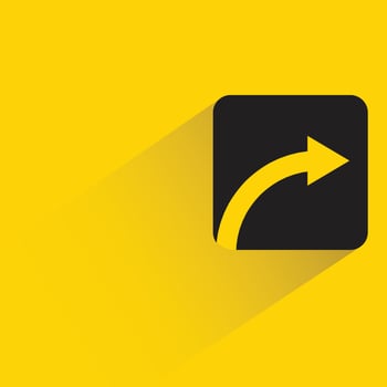 right side arrow button with shadow on yellow background vector