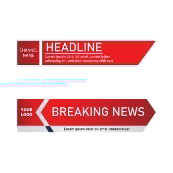 Breaking news lower third design for television channels. The rectangular and round shape news channel vector design. The metallic color white and Red shade lower third for a news channel.