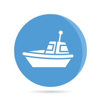 ship and boat in blue circle button vector