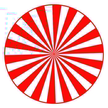Red wheel on white screen vector design. Circular sunburst effect