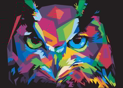Colorful Owl Illustration vector pop art.