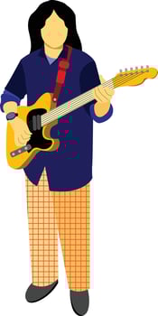 A an playing an electric guitar flat vector illustration
