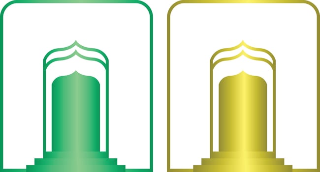 Mosque door and stair icon vector