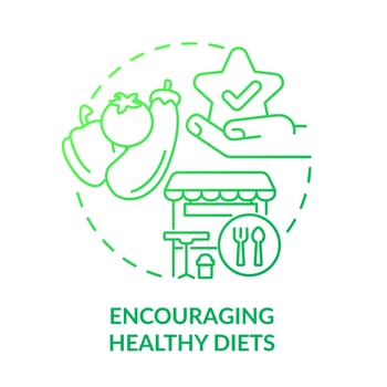 Encouraging healthy diets green gradient concept icon. Citizens healthcare. Urban comfort ideas abstract idea thin line illustration. Isolated outline drawing. vector