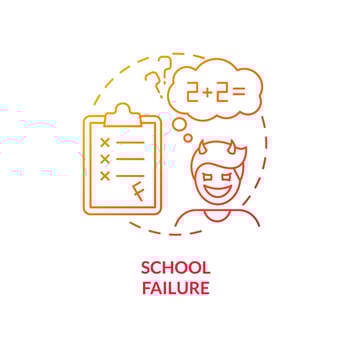 School failure red gradient concept icon. Poor academic performance. Risk factors of conduct disorder abstract idea thin line illustration. Isolated outline drawing. vector