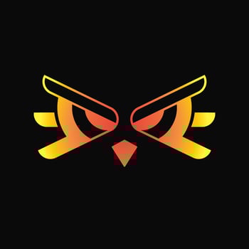 owl eyes or bird logo concept. gradient, flat, minimalist, modern, line, elegant and unique logotype. yellow and orange. suitable for logo, icon , symbol and sign. such as mascot or t shirt design vector