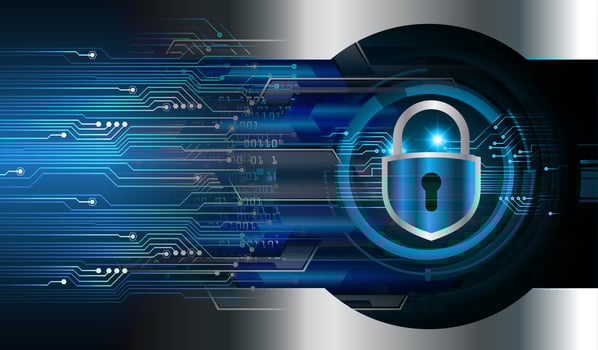 Closed Padlock on digital background, cyber security vector