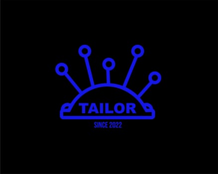 tailor logo design with needle on top vector