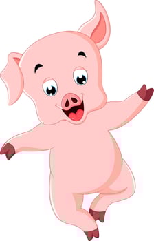 Cute pig cartoon vector