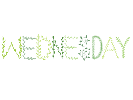 leaf letter design.Days of the week. Wednesday. Hand drawn of week. Collection. png