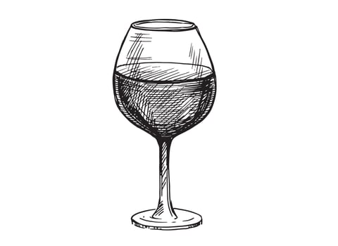 Wine glasses sketch vector illustration. Hand drawn label design elements.