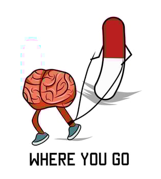 illustration vector of human brain,drug addicted,perfect for print,poster,etc.