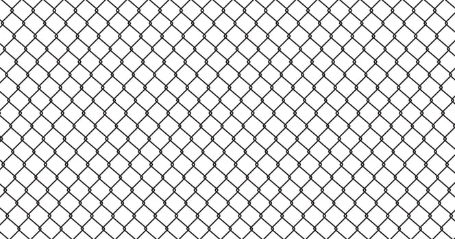 Abstract line grid Seamless pattern texture background of metal mesh, prison barrier fence, secured property, Chain link fence wire mesh. Vector illustration flat design. Isolated on white background.