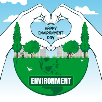 Happy environment day with love hand sign vector