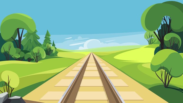 Railroad in summer season. vector