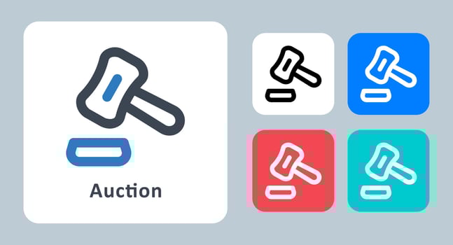 Auction icon - vector illustration . Auction, bid, bidding, judge, justice, gavel, law, hammer, legal, line, outline, flat, icons .