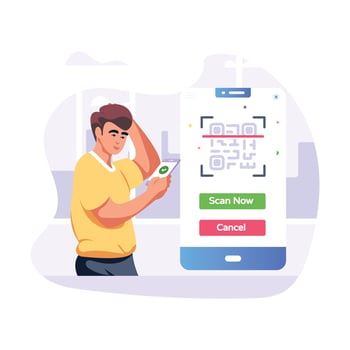 A customizable flat illustration of QR verification vector