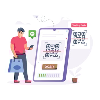 A customizable flat illustration of QR verification vector