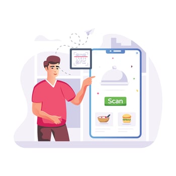 A skillfully crafted flat illustration of QR order vector