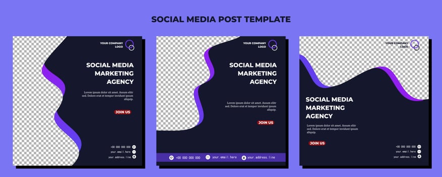Purple Vector Social Media Post Template, vector art illustration and text