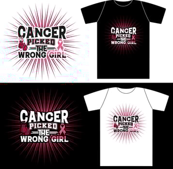 Breast Cancer, cancer picked the wrong girl It can be used on T-Shirt, labels, icons, Sweater, Jumper, Hoodie, Mug, Sticker, Pillow, Bags, Greeting Cards, Badge, Or Poster vector