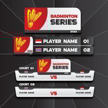 Badminton broadcast template logo set vector