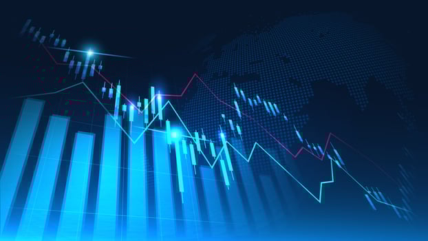 Stock market or forex trading graph in graphic concept suitable for financial investment or Economic trends business idea and all art work design. Abstract finance background. Vector illustration