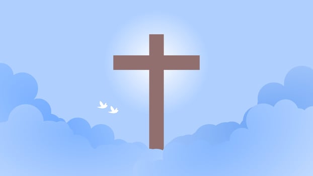 Christian Background with Cross. You can use this asset for your content like as Happy Easter Day, Good Friday, Ascension Day, worship, streaming, presentation, broadcast and anymore. Cloud and light. vector
